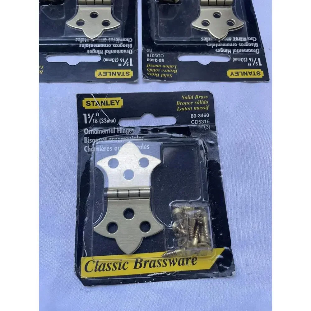 Lot of 5 Stanley Ornamental Hinges Solid Brass 80-3460 Vintage NOS 1-5/16" ‎ USA - Picture 3 of 4
